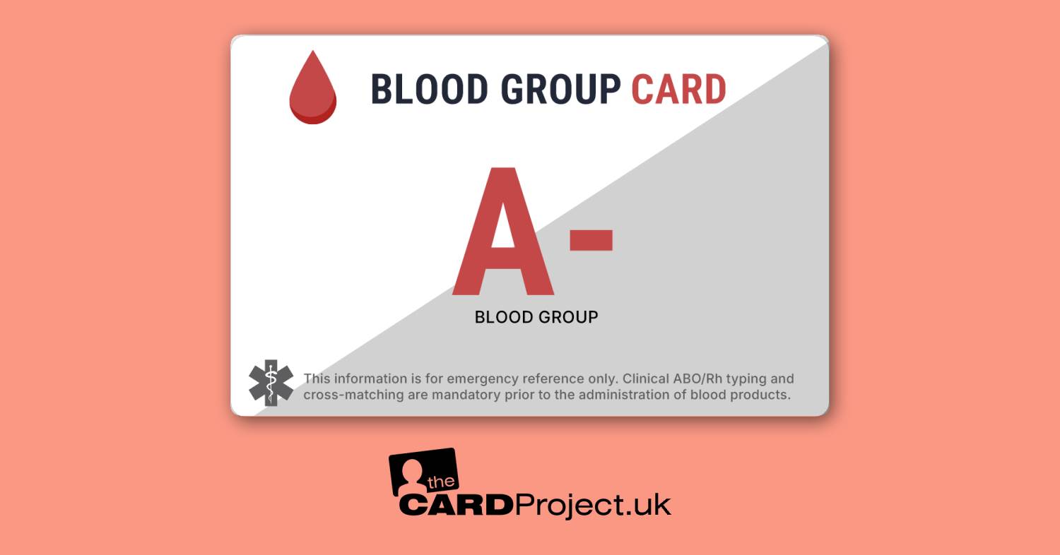 A Negative Blood Group Card – Non-Personalised